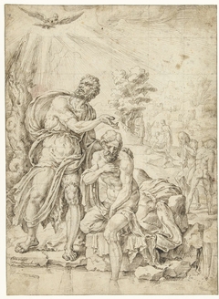 Doop van Christus by Maarten van Heemskerck