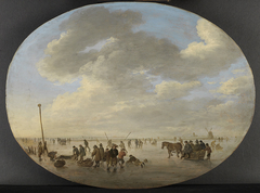 Dutch winter landscape with skaters by Jan van Goyen