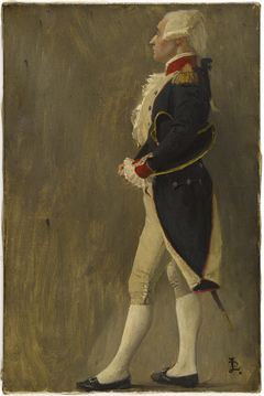 Esquisse de détail pour l'Hôtel de Ville de Paris : La voûte d'acier, silhouette du marquis de Lafayette by Jean-Paul Laurens