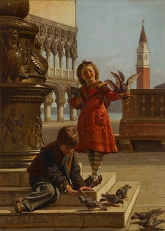 Feeding the pigeons by Antonio Ermolao Paoletti