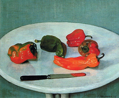 Felix Vallotton, Red Peppers on round, white Table by Félix Vallotton