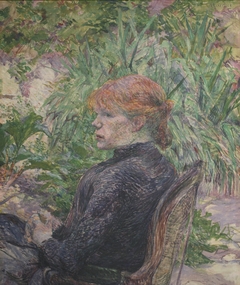 Femme rousse assise dans le jardin de M. Forest by Henri de Toulouse-Lautrec