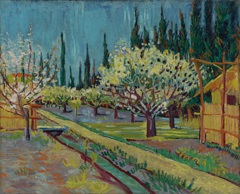 Flowering orchard, surrounded by cypress by Vincent van Gogh