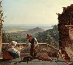 Genre scene in the Roman countryside by Franz Ludwig Catel