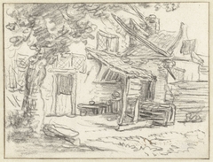 Gezicht op gedeelte van een huis met uitbouw by Unknown Artist