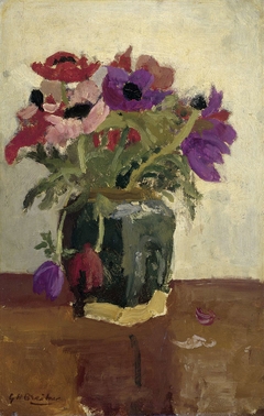 Ginger Pot wit Anemones by George Hendrik Breitner