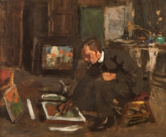 Hendrik Jan Wolter in atelier te Leusden by Hendrik Jan Wolter