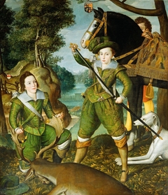 Henry, Prince of Wales with Robert Devereux, 3rd Earl of Essex in the Hunting Field by Robert Peake the elder