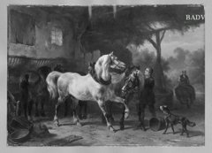 Horses in a stable by Wouterus Verschuur