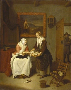 Interior with a Lady Choosing Fish by Quirijn van Brekelenkam