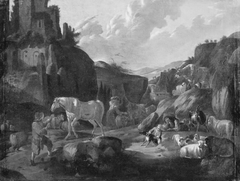 Italian Landscape with Shepherds by SMK 7441 Ubekendt