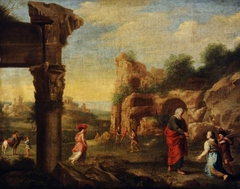 Italianate Landscape with Elijah and the Widow of Sarepta by Anonymous