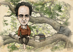 Italo Calvino -caricature by Kyriakos Mauridis