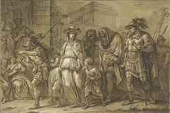 Julius Sabinus en Epponina met hun twee kinderen als gevangenen door Rome gevoerd by Blaise Nicolas Lesueur