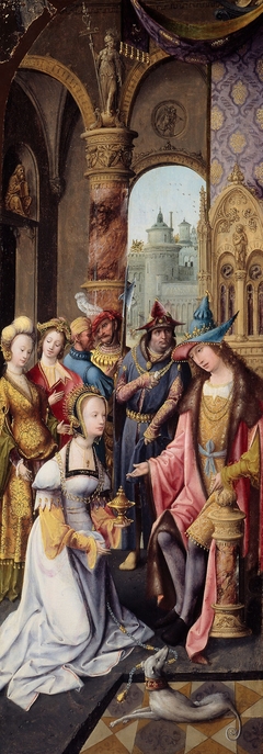 King Solomon Receiving the Queen of Sheba by Master of the Antwerp Adoration