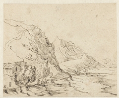 Kustlandschap met enkele hutjes by Unknown Artist