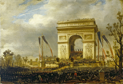 La fête de la Fraternité, le 20 avril 1848, place de l'Étoile ; distribution des drapeaux à la garde nationale by Hippolyte Sebron