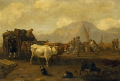 Landscape with a Cart Driven by  Bullocks by Abraham Begeyn