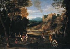 Landscape with a Hunting Party by Giovanni Battista Viola