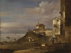 Landscape with Cottages on Dunes by Francesco Guardi