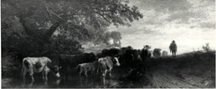 landscape with cows by Friedrich Voltz