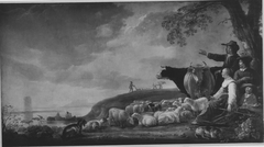 Landscape with fishermen and shepherds with their cattle by Aelbert Cuyp