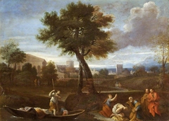 Landscape with Saint Peter Baptising by Anonymous