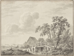 Landschap aan een duinrand met een visser by Barend Cornelis Koekkoek