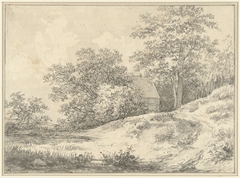 Landschap met een huis by Jan Hulswit