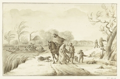 Landschap met figuren in storm by Jean Bernard