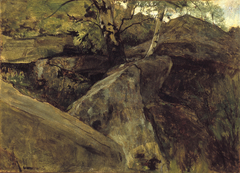 Landschap met rotsen, Fontainebleau by Jacob Maris