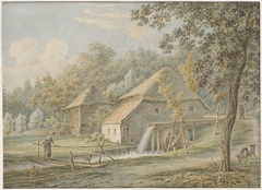 Landschap met watermolen by Pieter de Goeje