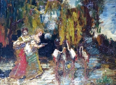 Les flamants by Adolphe Joseph Thomas Monticelli