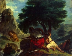 Lion Hunt in Morocco by Eugène Delacroix