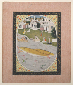 Manuscript Painting with Hindu Tantric Scene Depicting Two Fish by anonymous painter