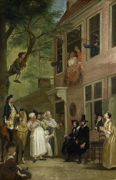 Misled: The Ambassador of the Rascals Exposes himself from the Window of 't Bokki Tavern in the Haarlemmerhout by Cornelis Troost