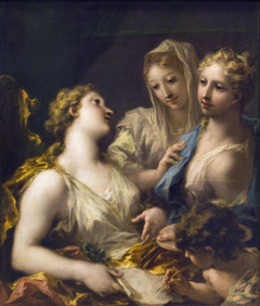 Modesty Presenting Painting to the Academy by Giovanni Antonio Pellegrini