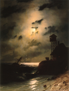 Moonlit Seascape With Shipwreck by Ivan Ayvazovsky