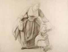 Mother and Child - Study for "A Highland Interior" and verso Sketch for a Composition - John Phillip - ABDAG004211 by John Phillip