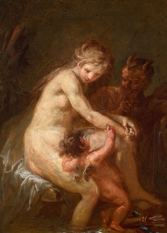 Nymphe und Faun mit Amor by Martin Johann Schmidt