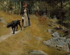 On the Shore Bank (Annie Edelfelt with a Dog) by Albert Edelfelt