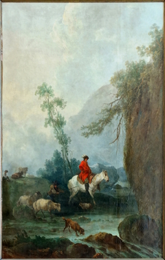 Paysage avec un cavalier suivi d'un troupeau by Francesco Giuseppe Casanova