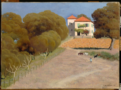 Paysage, la maison au toit rouge by Félix Vallotton