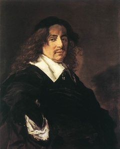 Portrait of a man with long hair and a mustache by Frans Hals