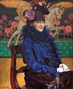 Portrait of artist's wife with Pegasus. by Józef Mehoffer