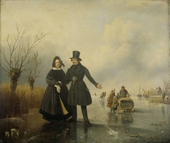 Portrait of Mr. and Mrs. Thijssen on the Ice by Jacobus Sörensen