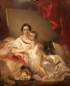 Portrait of Mrs Louis Gallait and her daughter by Louis Gallait