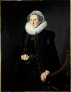 Portret van Mayken Baccher (1565-1612), echtgenote van Hans Martens by Abraham Vinck