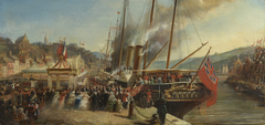 Queen Victoria and Prince Albert, The Prince Consort, landing at Boulogne, 18 August 1855 by Claudius Jacquand