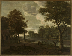 Riverside landscape by Joris van der Haagen